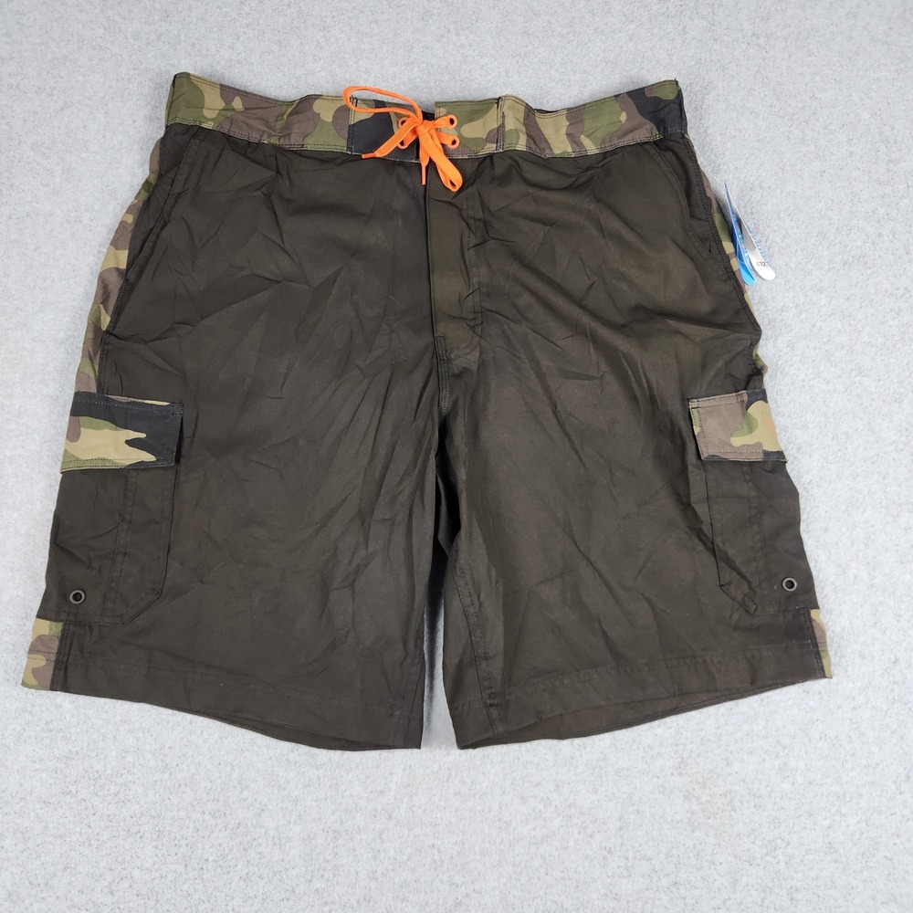 Wave Zone Stripe Cargo Eboard Shorts Men XL Black Camouflage Swimwear Mesh Lined